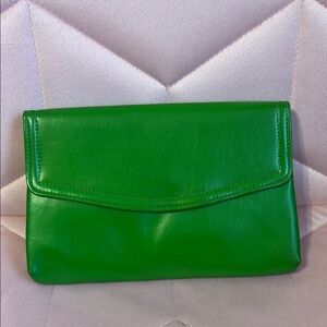 Vintage Harry Levine HL USA Green Leather Clutch